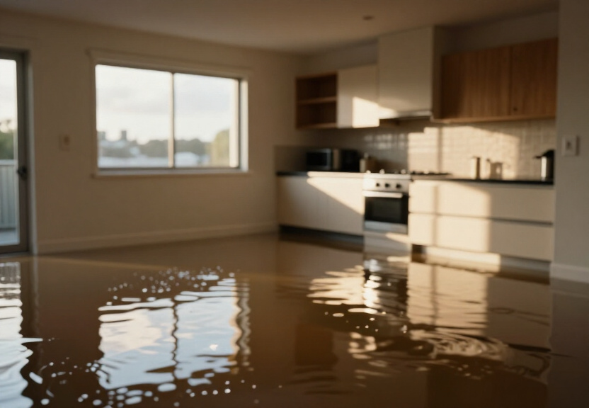 Flooded basement in West Pennant Hills before water extraction